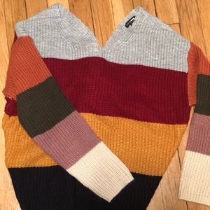 Off the shoulder multi colored sweater